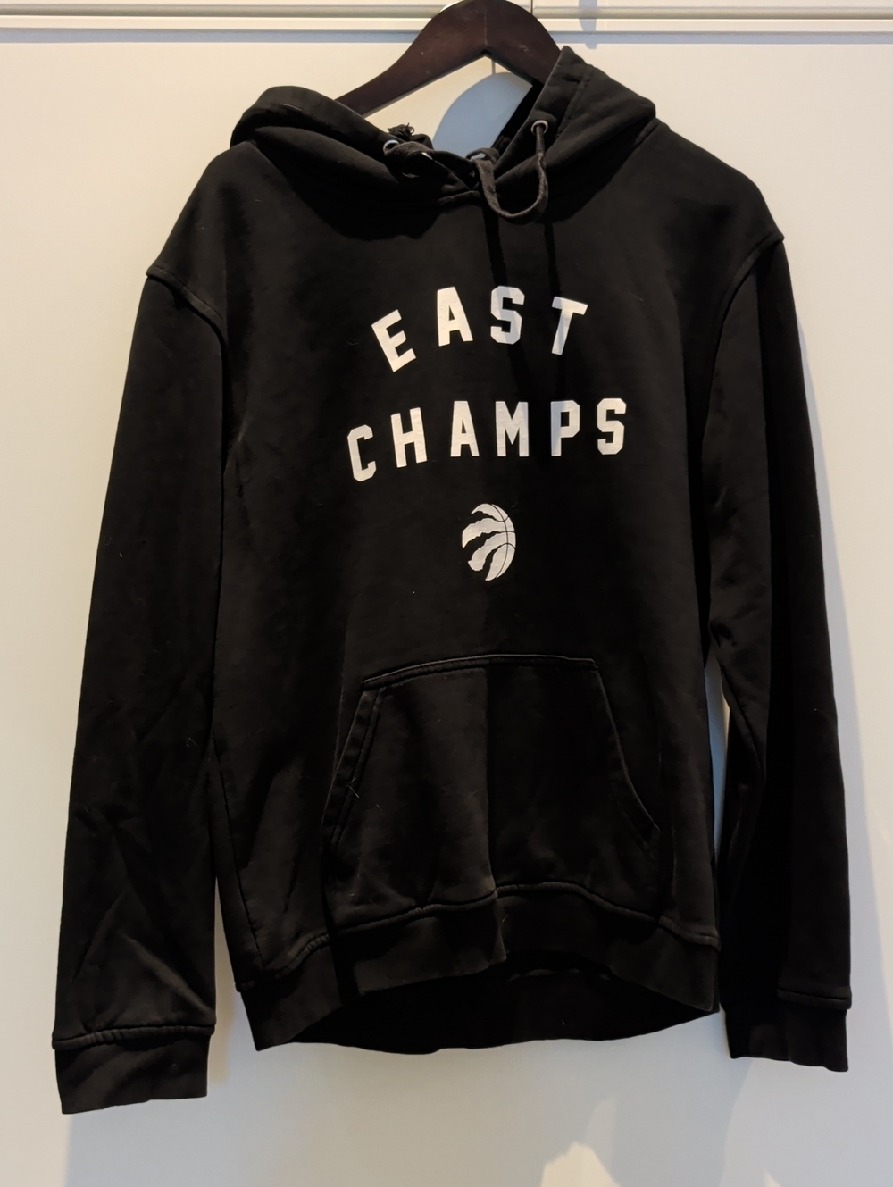 East Champs Men's Black Pullover Hoodie with White Logo - Toronto Raptors NBA
